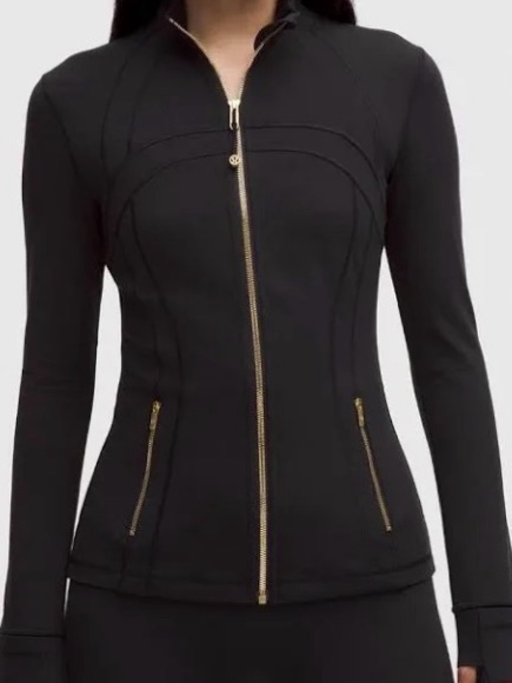 lululemon cropped define jacket black with gold zipper